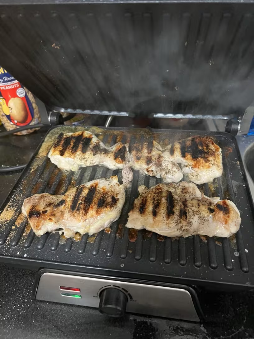 Panini Press Grill Dual Temp Non-Stick 180° Floating Hinge Grease Tray Indoor