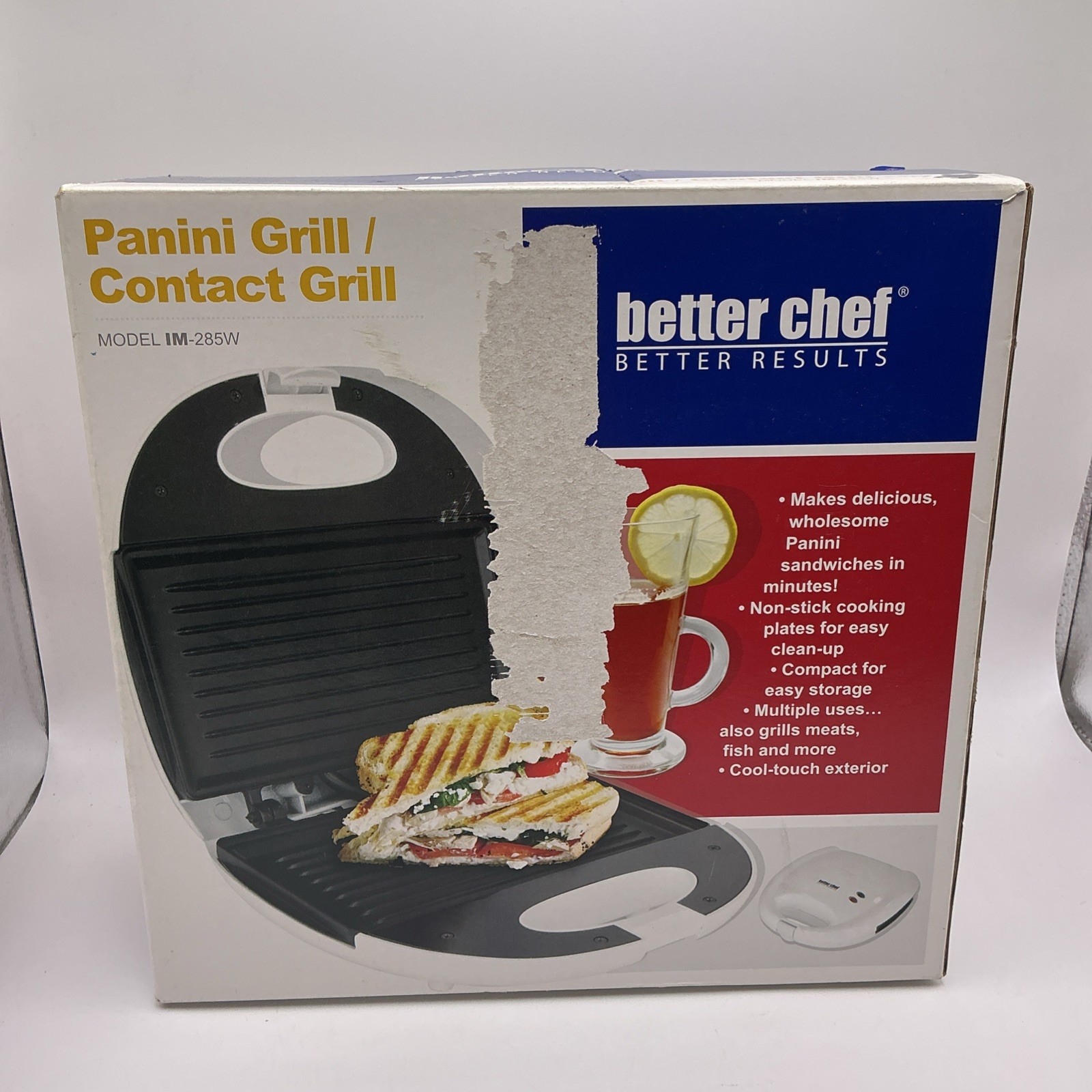 Better Chef White Panini Contact Grill IM-285W Brand New Sandwich Cooker