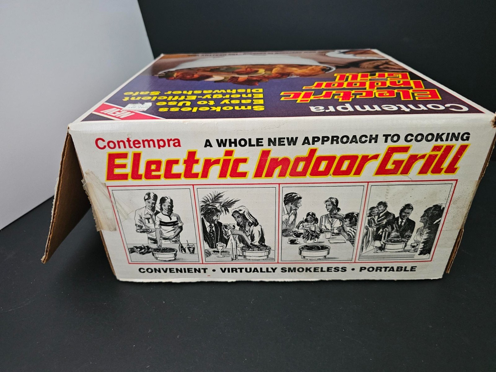 Vintage Contempra Indoor Electric Grill 12 Inch Model EIG-1 Vanilla Nice Cond