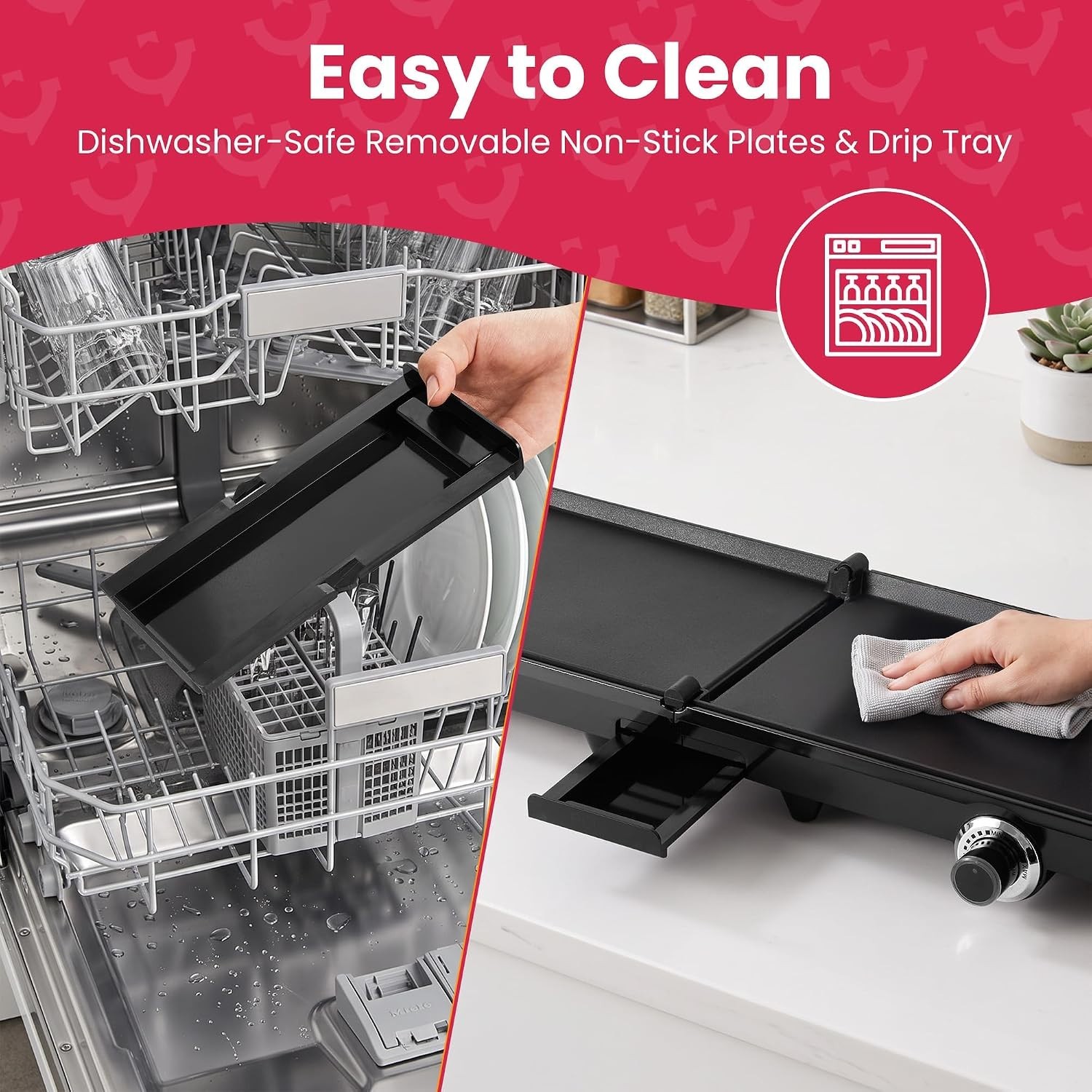 SUNVIVPRO 38″ XL Electric Griddle 1700W Foldable Nonstick Adjustable Temp Black