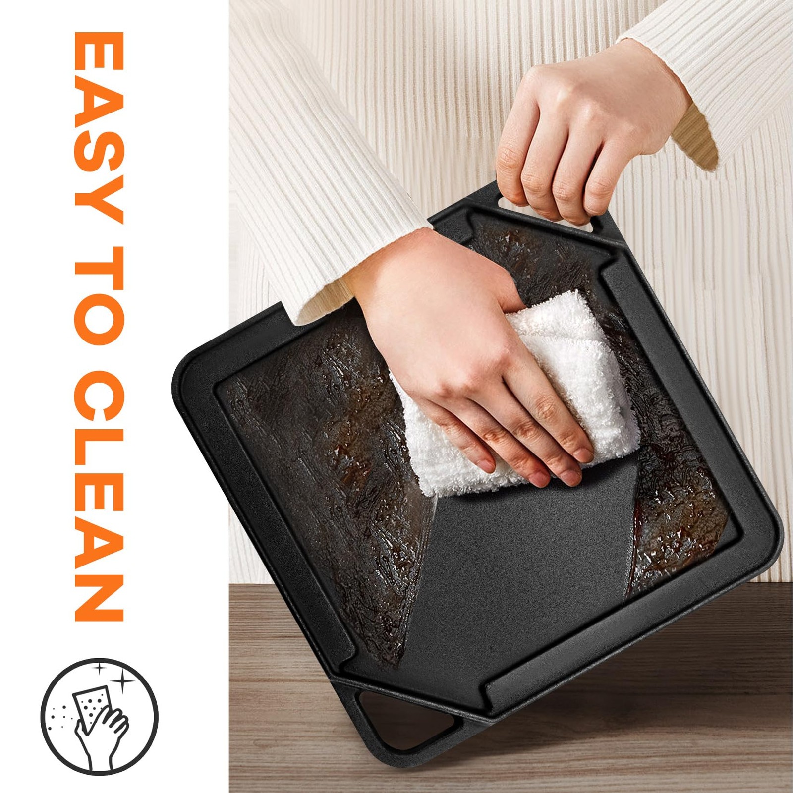 GGC Cast Iron Reversible Griddle, 2-In-1 Griddle Pan Gas Grills And Stove Tops