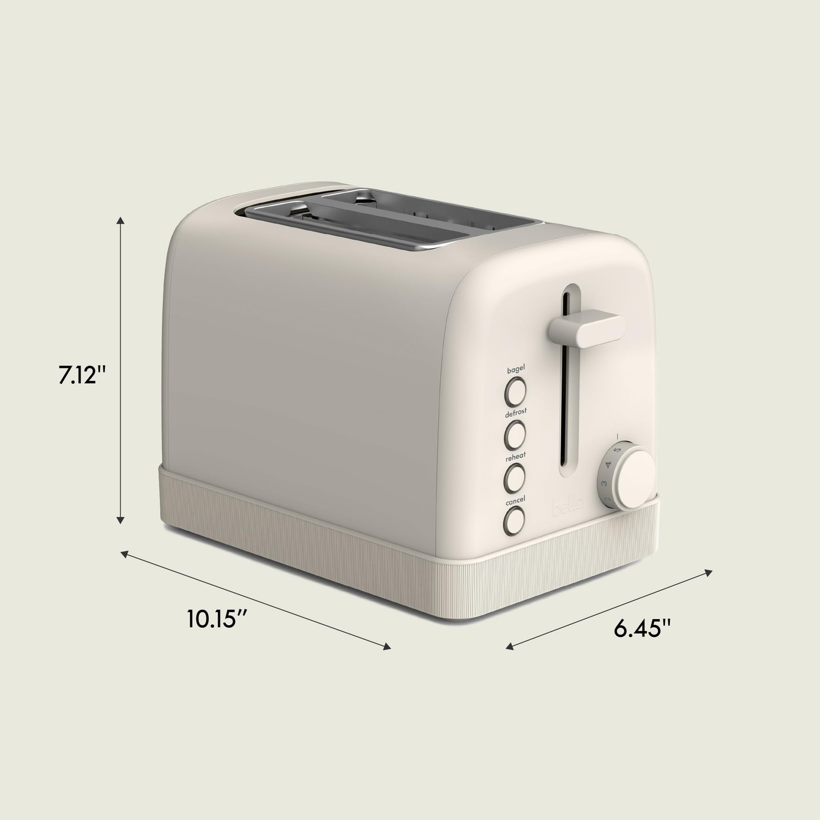 bella 2 Slice Toaster, 6 Setting Shade Control w Reheat, 2 Slice, Oatmilk