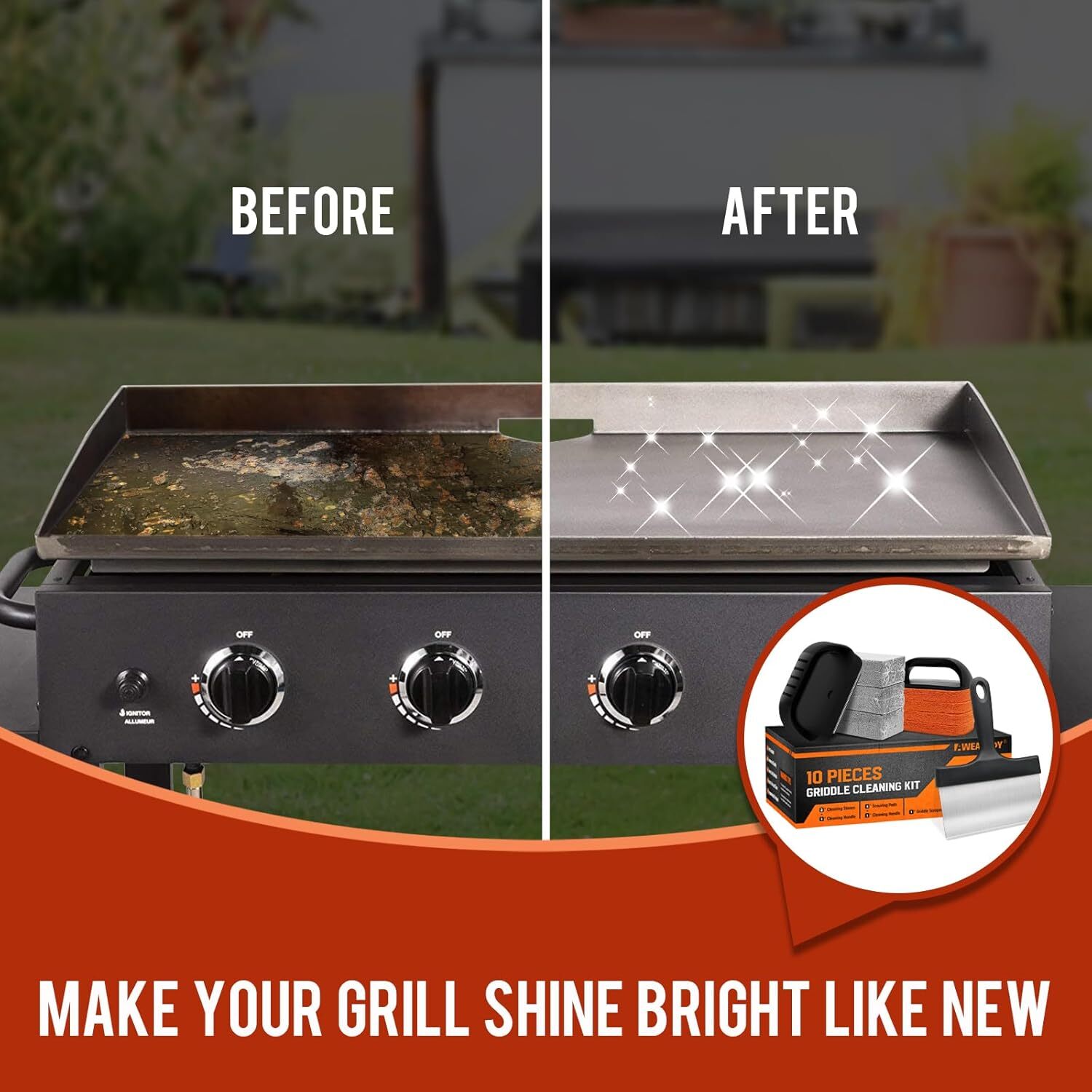 Griddle Cleaning Kit for Blackstone, Flat Top Grill with Black
