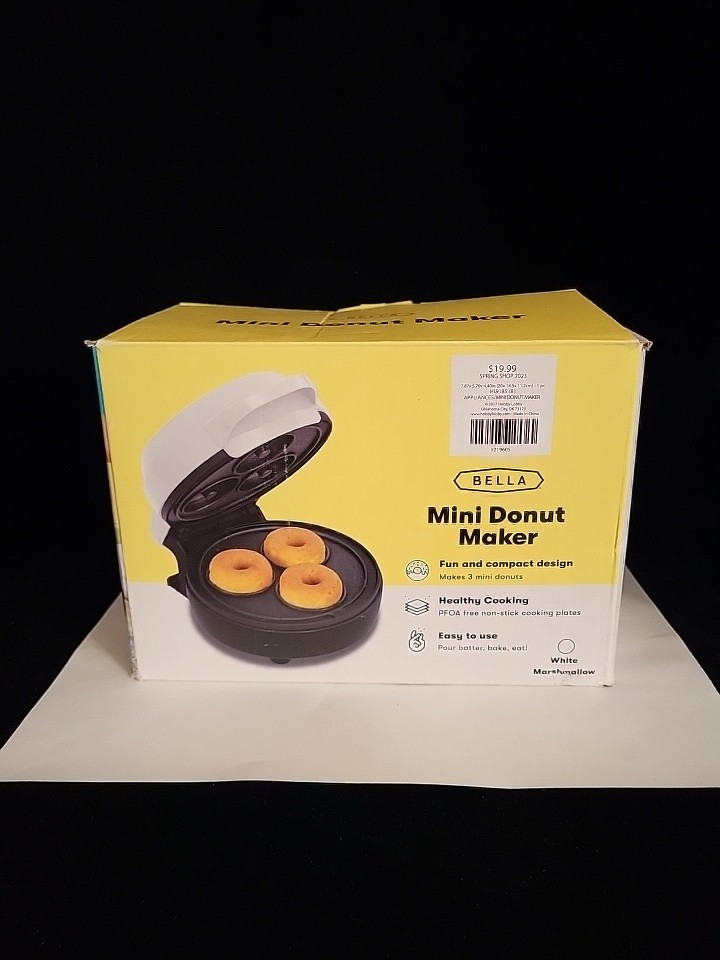 Bella Mini Donut Maker Pink Nonstick Cooking Compact Model 350 Watts