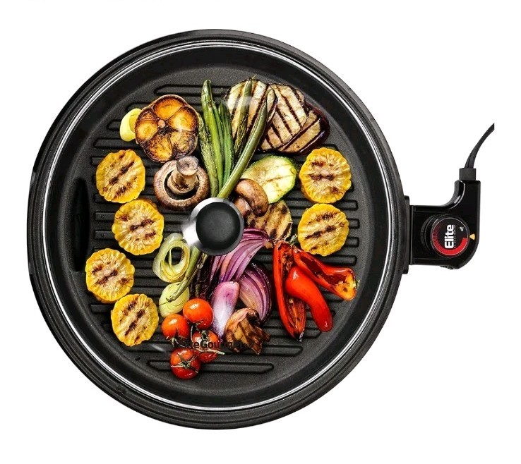 New EMG6505G 12″ Smokeless Indoor Electric BBQ Grill w/ Glass Lid Nonstick