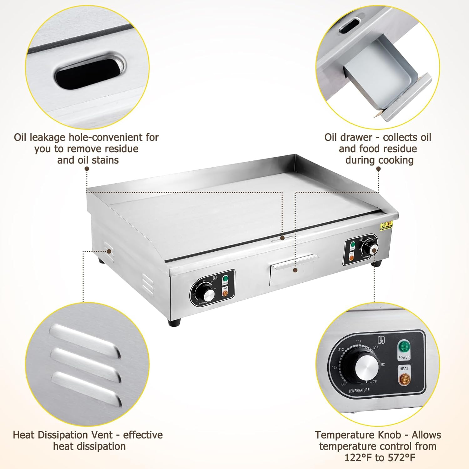 Professional Commercial Electric Griddle – 30-Inch 3000W Stainless Steel Flat To
