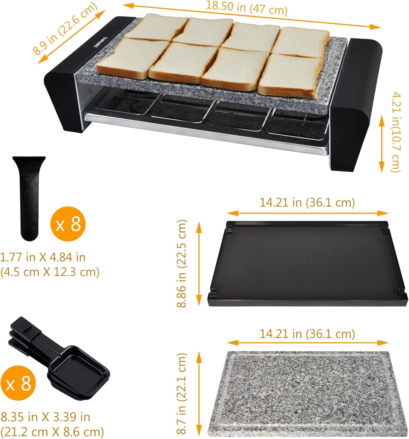 Raclette 3-In-1 Electric Grill – Portable, Korean BBQ Indoor with 8 Paddles, …