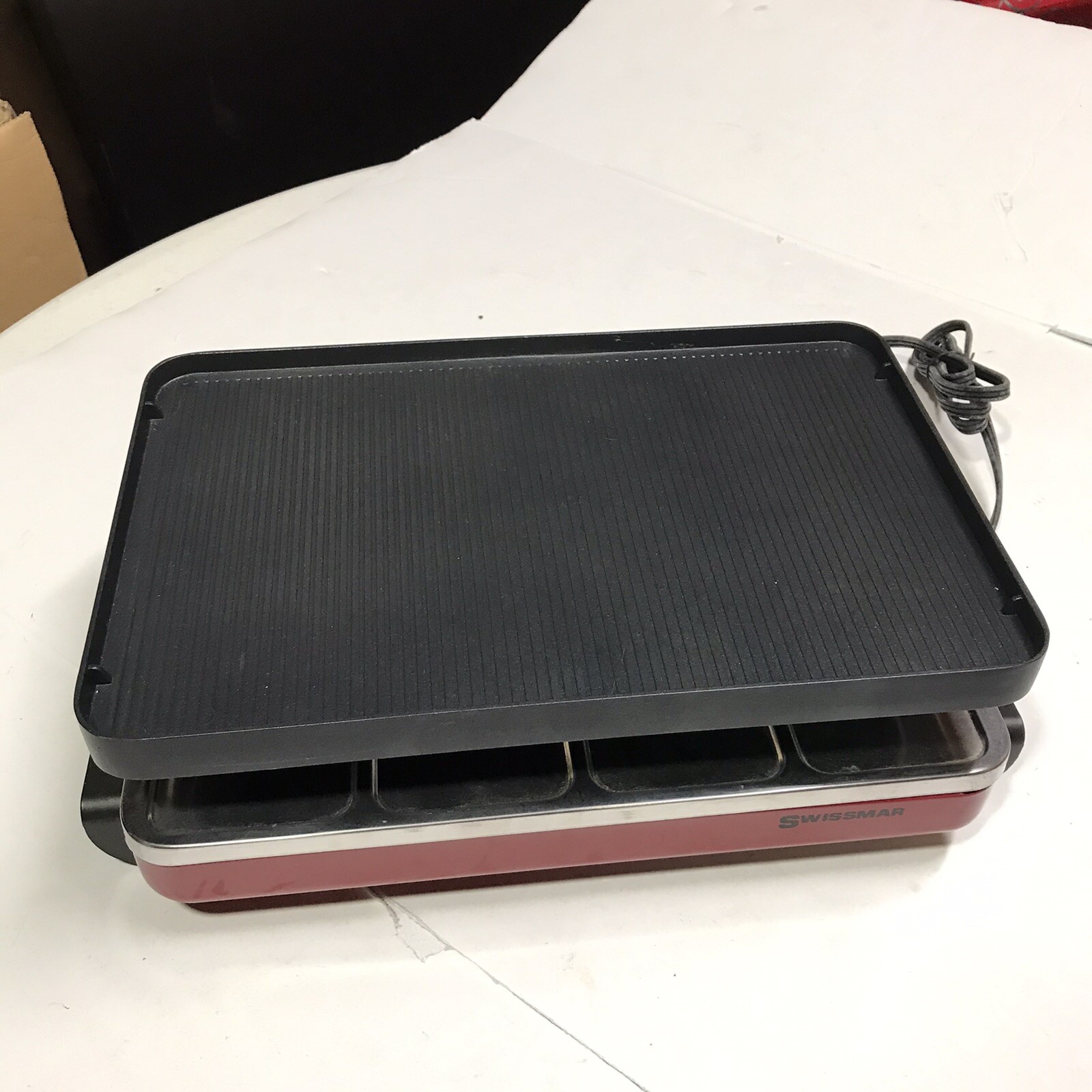 Swissmar Cast Aluminum 4 Person Valais Raclette Cheese Red Party GRILL ONLY