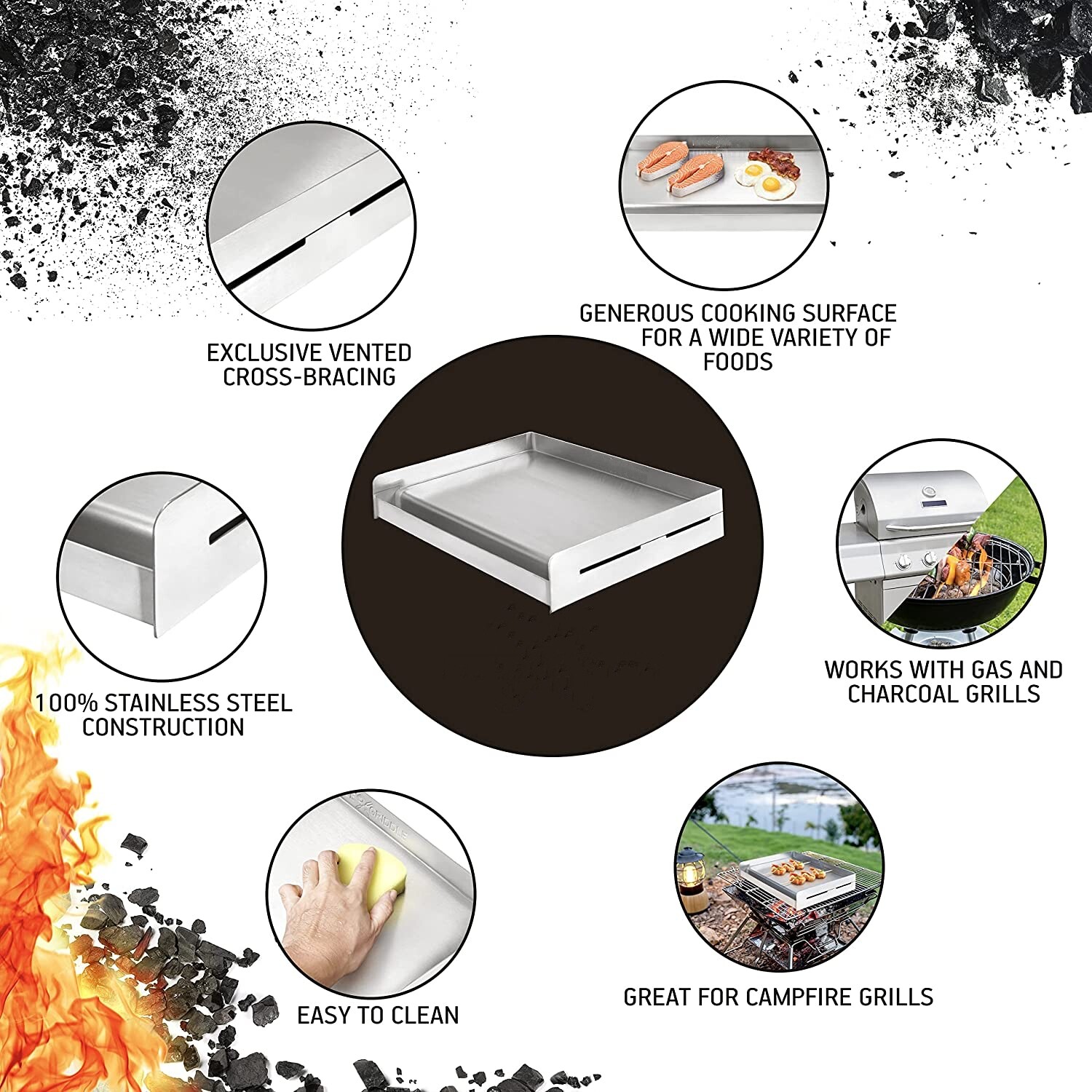 Plancha para hacer tacos Planchas universal de acero inoxidable 100% campamentos