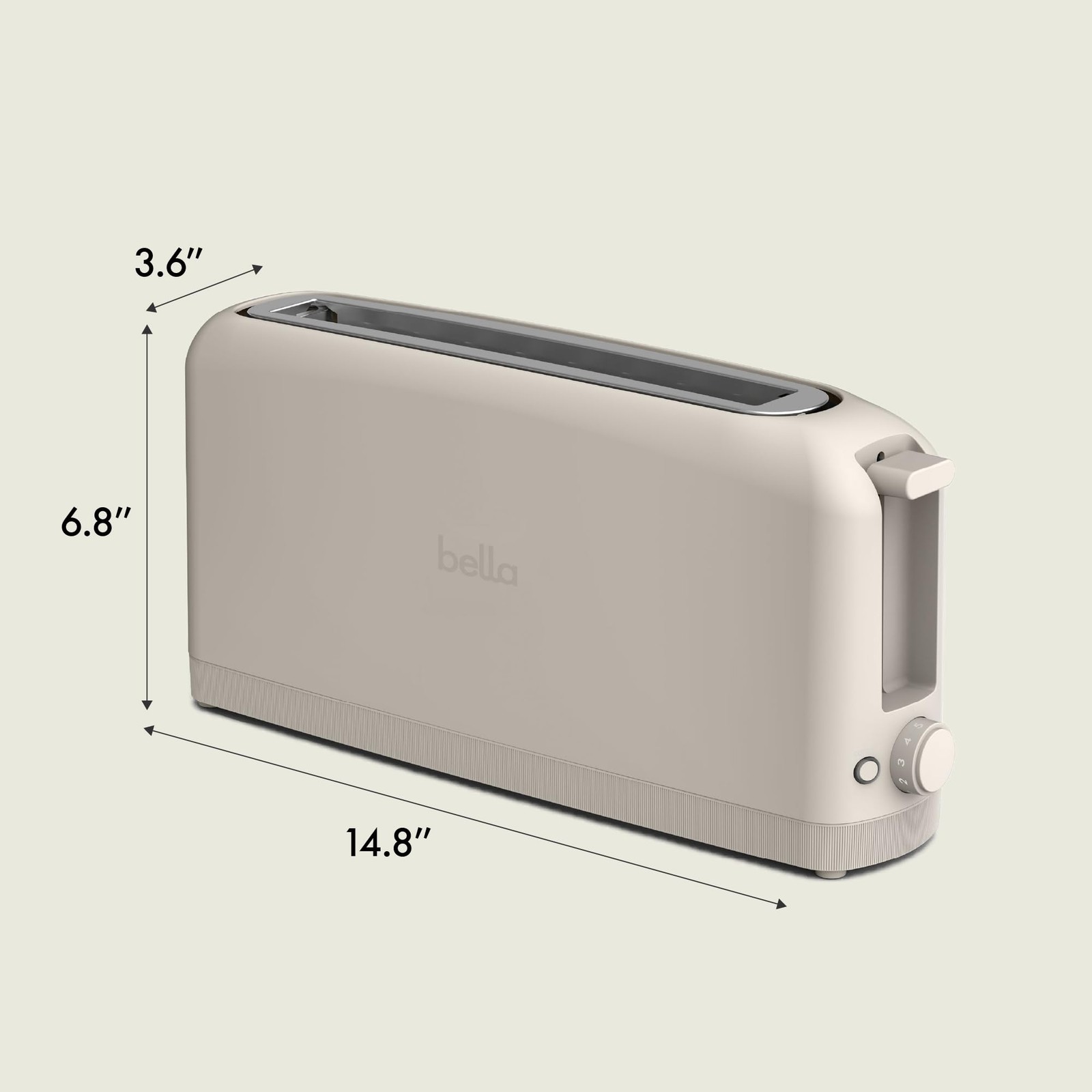 bella 2 Slice Slim Toaster, Fits-anywhere™ Kitchenware, 6 2 Slice, Oatmilk