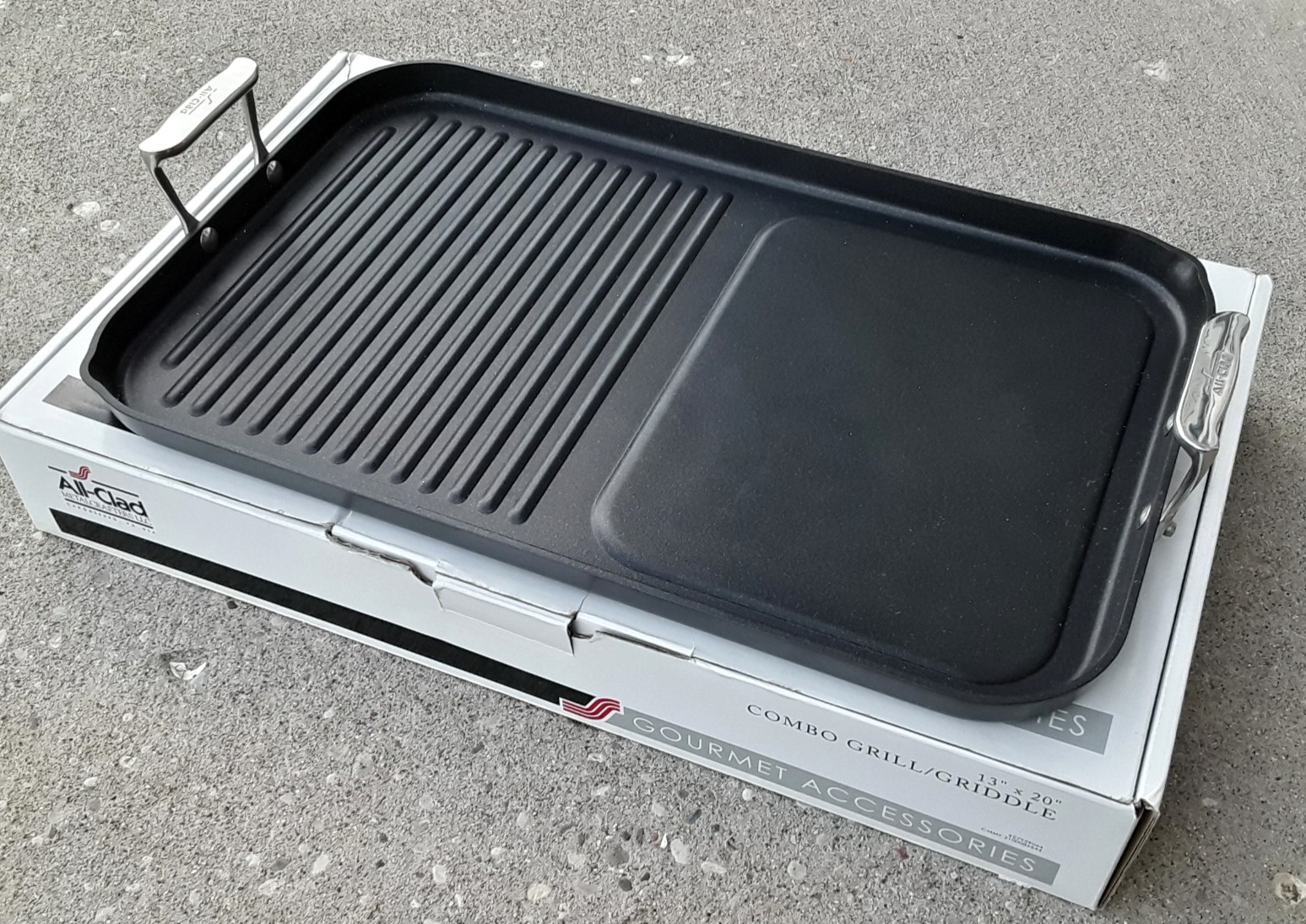 All-Clad Grill Griddle Combo Hard Anodized Nonstick 13X20 Double Burner OPEN BOX