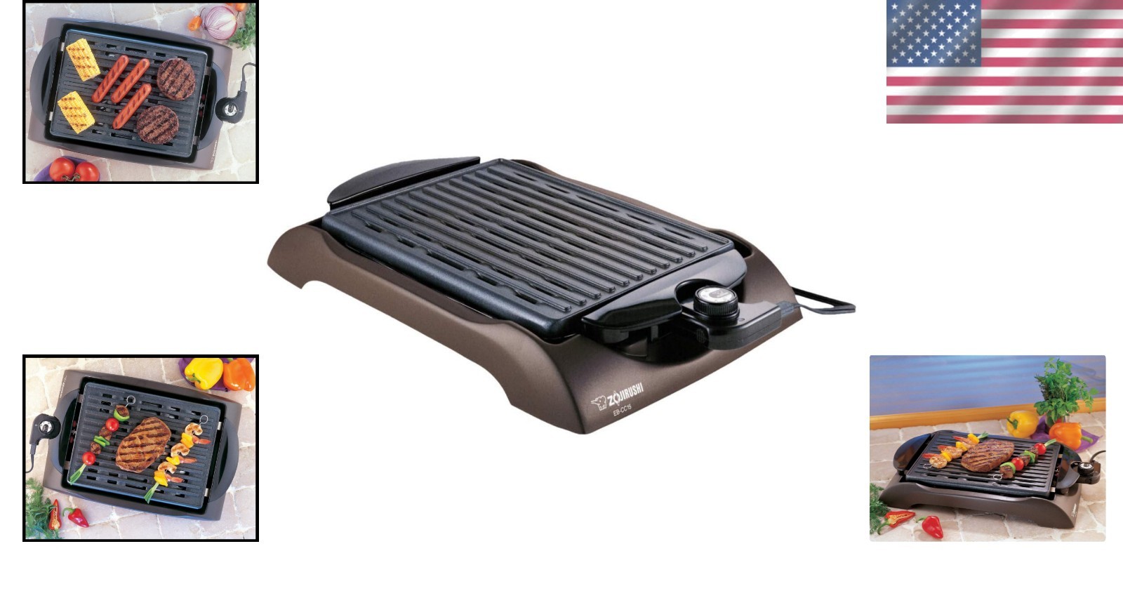 Indoor Electric Grill Nonstick Dishwasher Safe Perfect for Grilling Vegetables