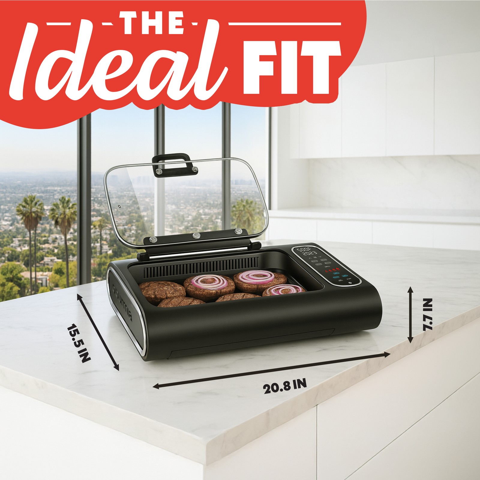 Gourmia Smokeless Indoor Grill & Air Fryer, Electric with Smoke Extractor