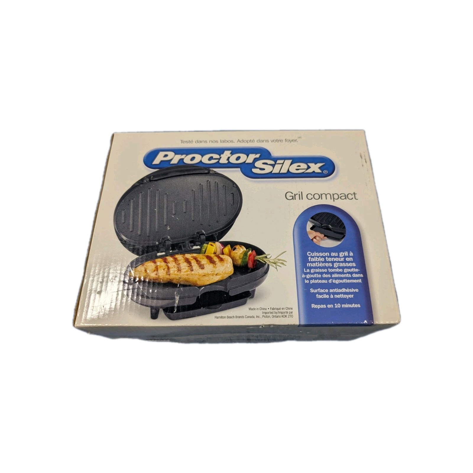 Proctor Silex Compact Electric Grill Drips Fat Away 10 minute meals low fat gril