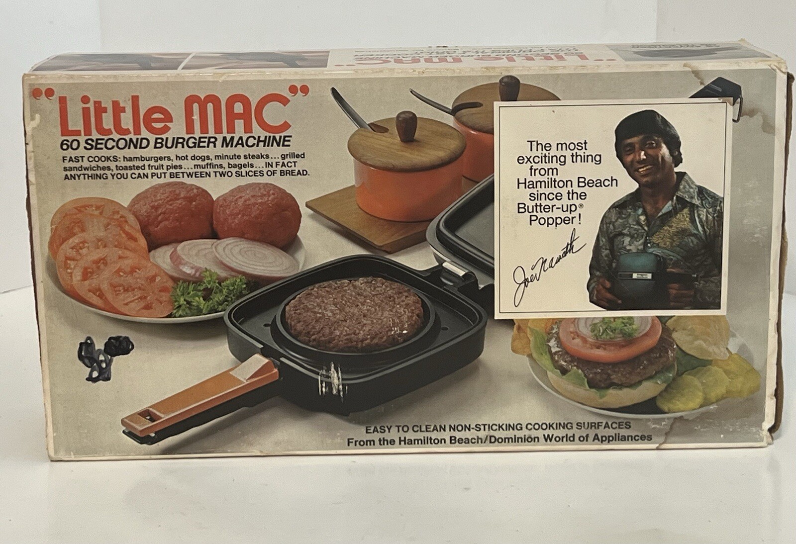 Vintage NOS Hamilton Beach “LITTLE MAC” 60 Second Burger Machine Model 2108 NEW