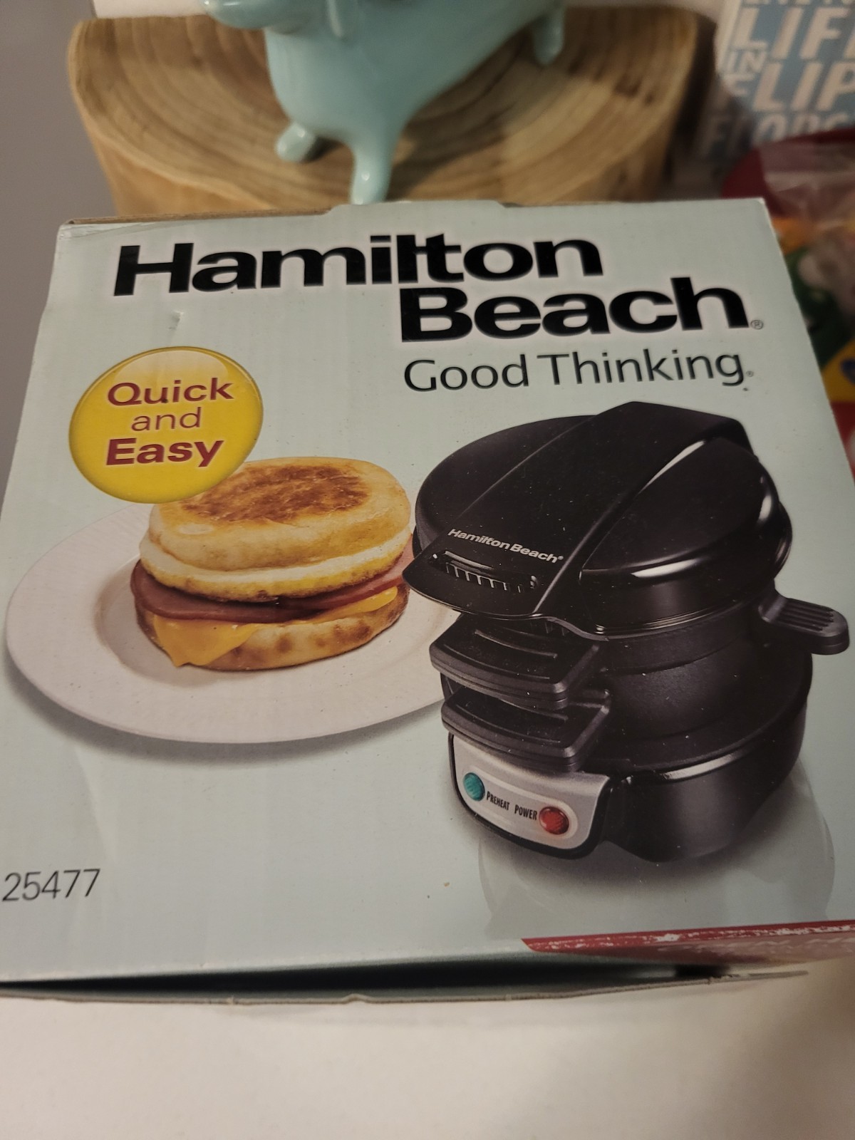 New Hamilton Beach Quick & Easy Breakfast Sandwich Maker Black #25477