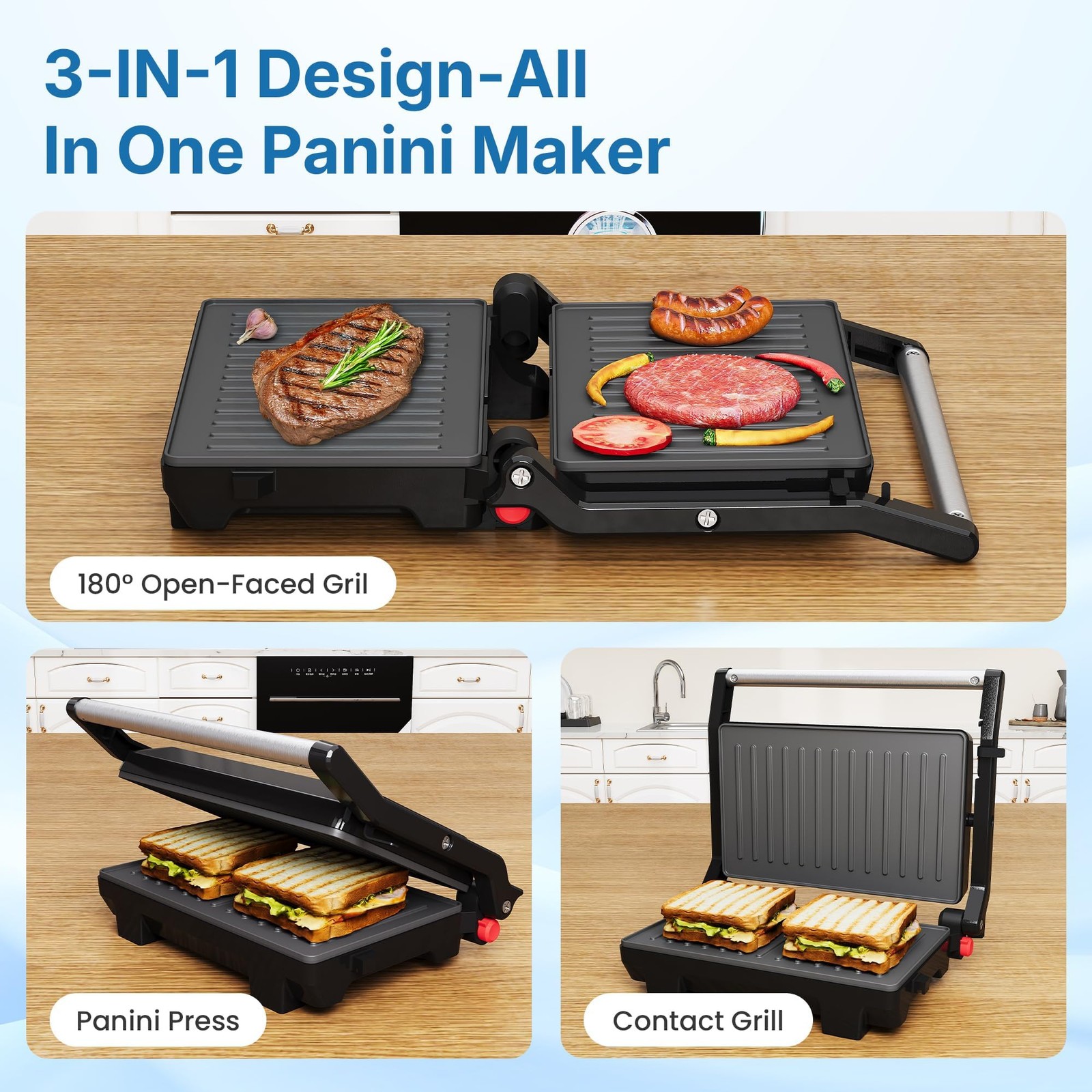 Panini Press Grill Indoor: Sandwich Maker with Nonstick Plates, Easy to Clean…