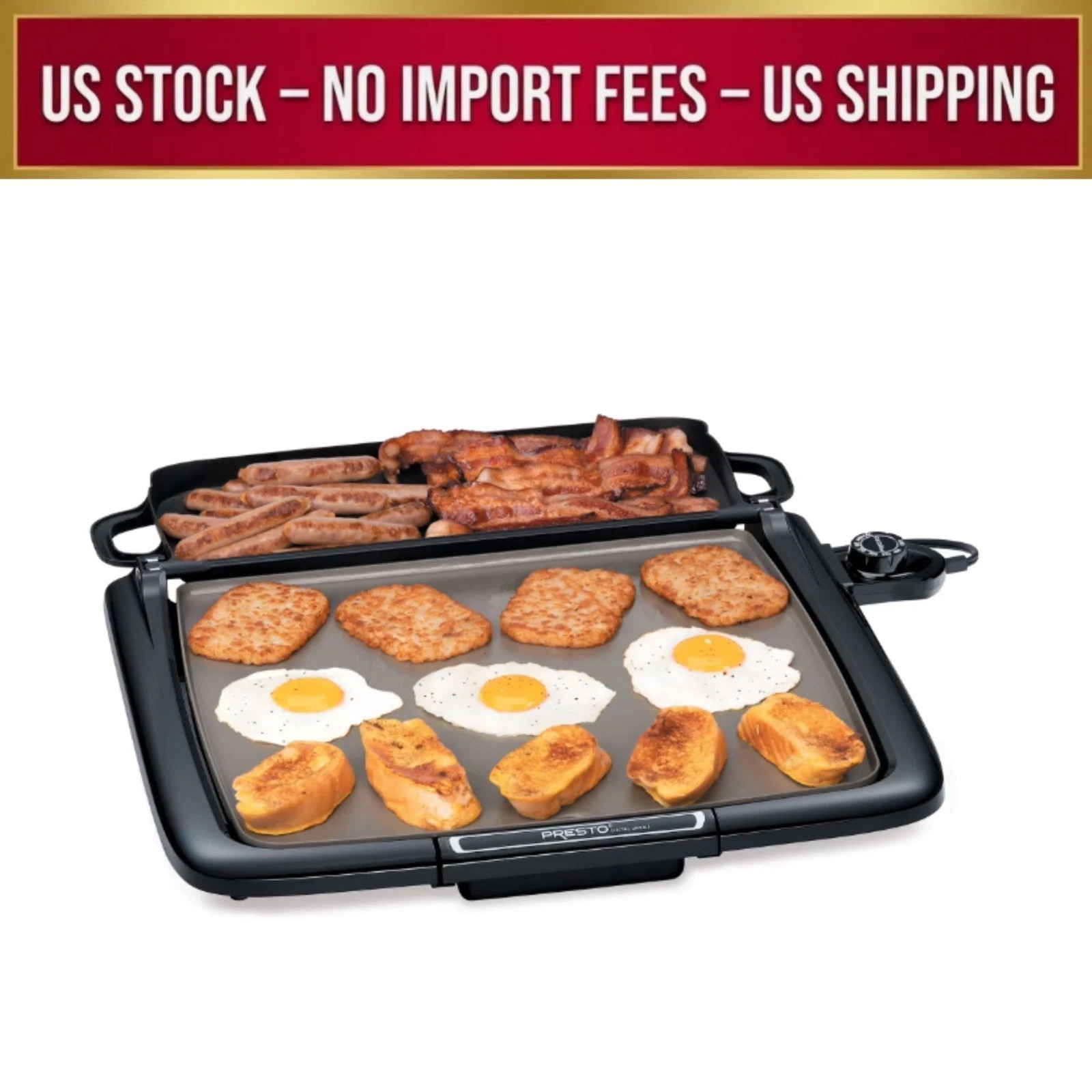 Presto Ceramic Electric Griddle/Warmer Plus, Black 07024 -freeship