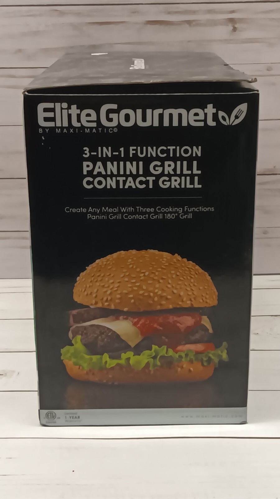 Elite Gourmet EPN-2976 3-in-1 Panini Press & Grill New Open Box