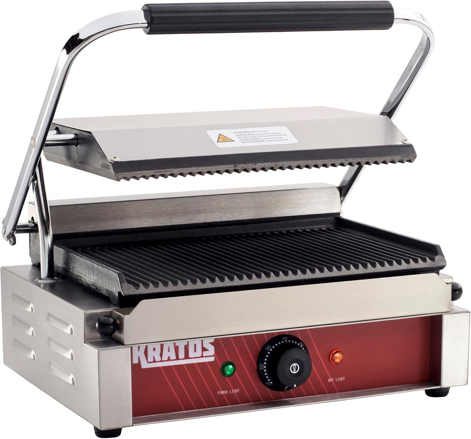 Commercial Electric Panini Sandwich Grill with Grooved Plates | 14″ x 9″