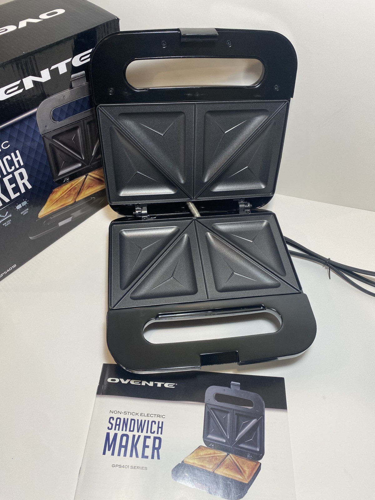 OVENTE Electric Sandwich Maker with Non-Stick Plates, Indicator Lights, “NEW”