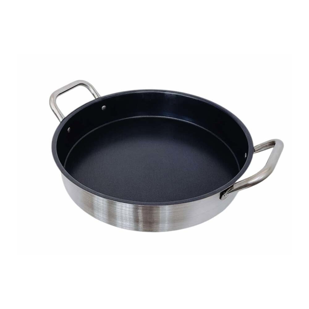 Non-Stick Round Stainless Steel Flat Comal Griddle Pan Grill Tray Cook 16-1/2″