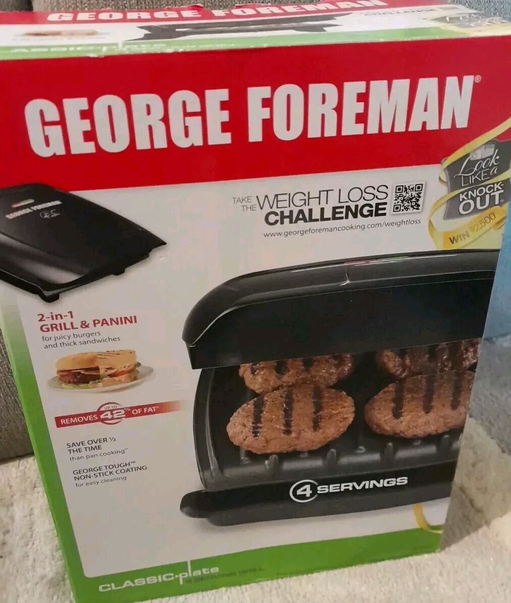 George Foreman 4-Serving Classic Plate Electric Indoor Grill and Panini Press