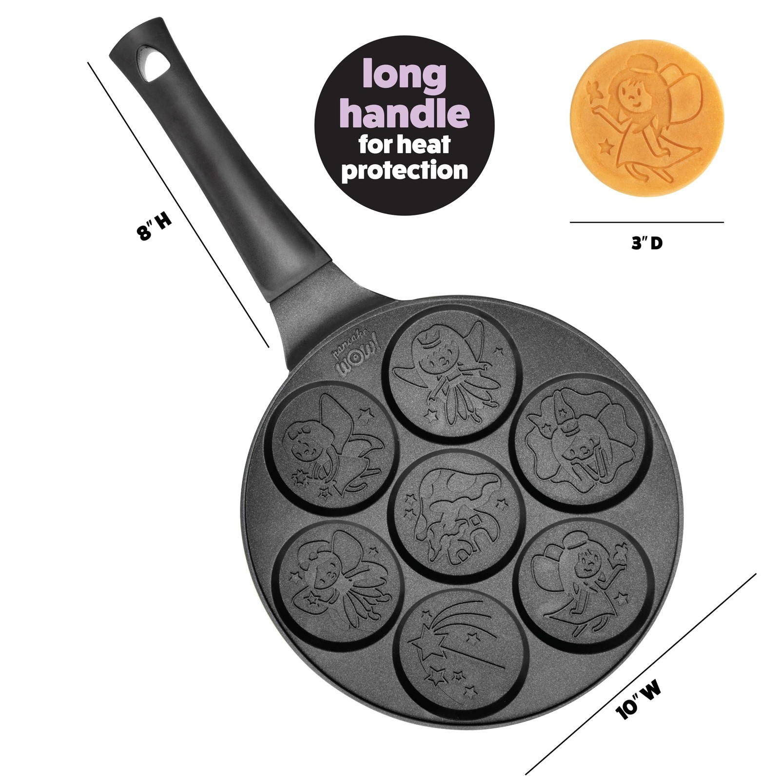 CucinaPro Fairy Friends Mini Pancake Pan- Make 7 Unique Flapjacks- Nonstick