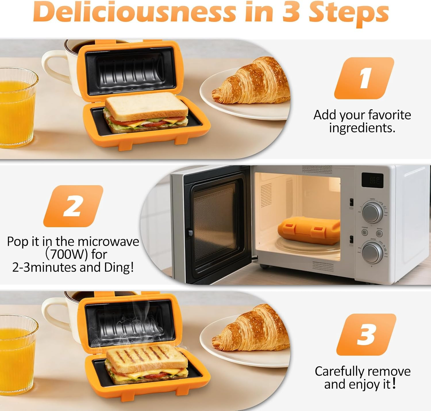Microwave Sandwich Maker, Grilled Cheese Maker, Panini Press, Hot Dog Toaster Ma