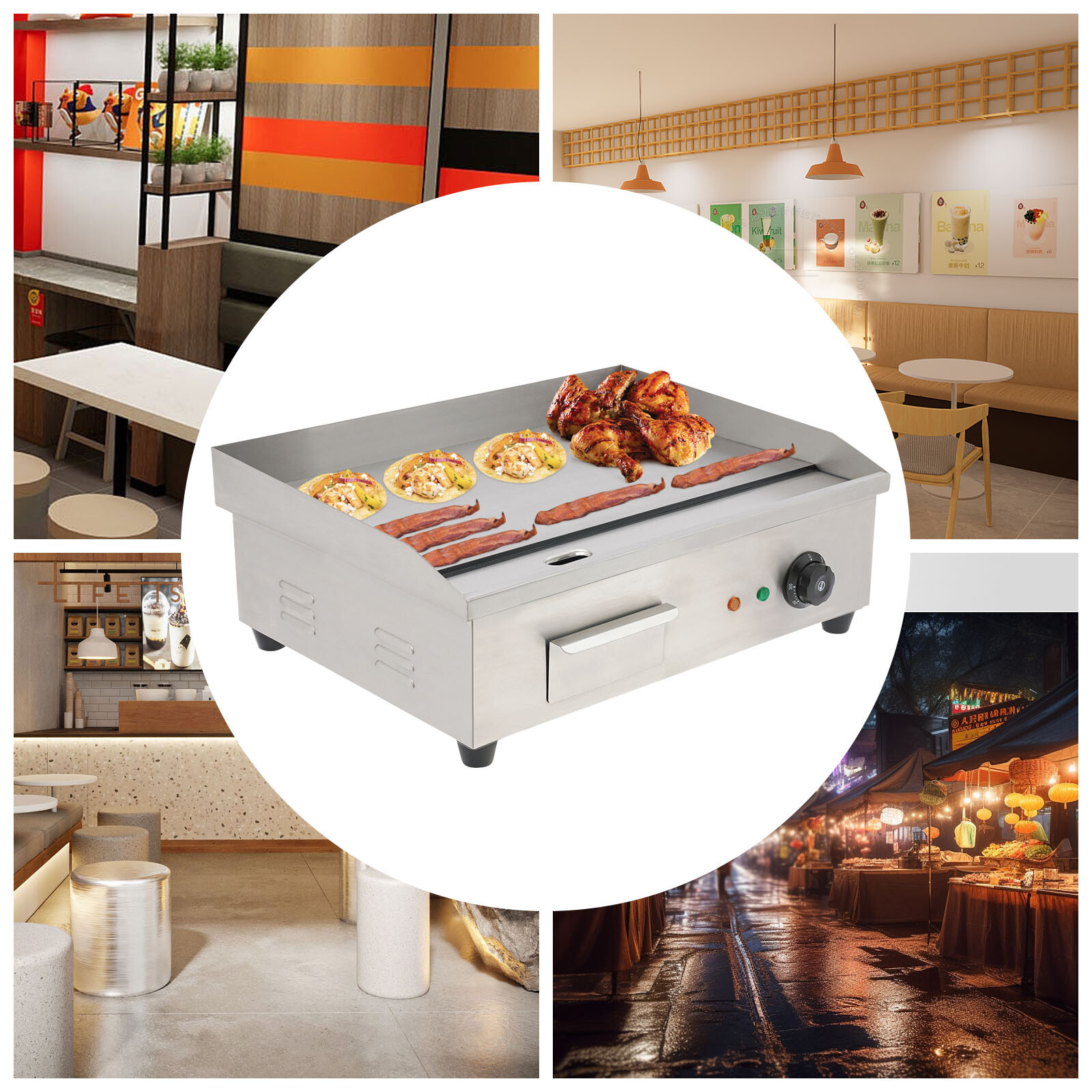 22″ 3000W Commercial Electric Countertop Griddle Flat Top Grill Hot Plate BBQ