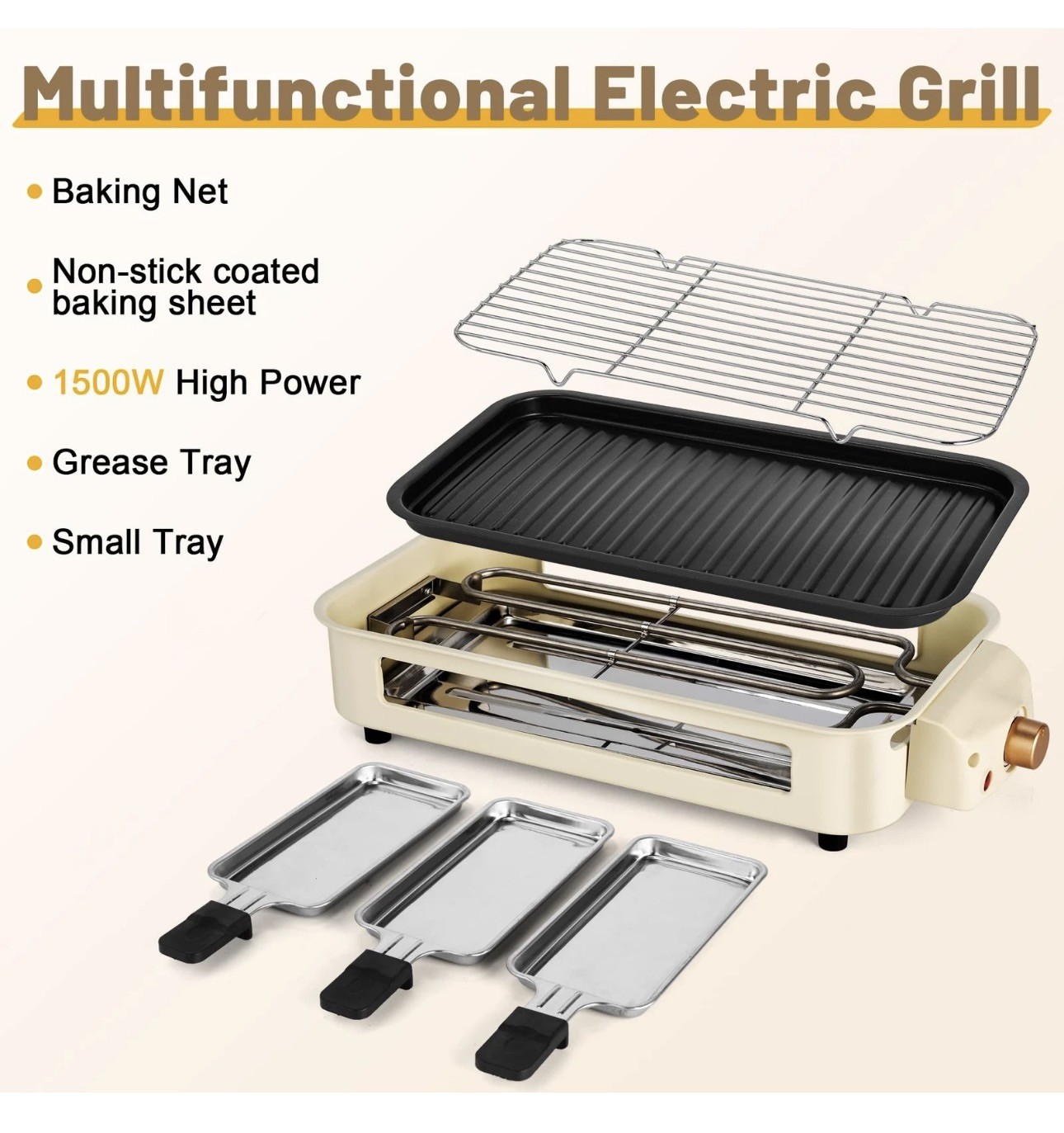 Electric Indoor Grill2 In 1 Indoor Grills For Kitchen With Grill Net & Nonstick