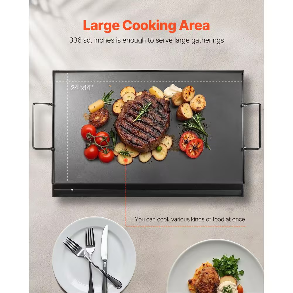 Carbon Steel Griddle, 16 X 24In.Griddle Flat Top Plate, Griddle for BBQ Charcoal