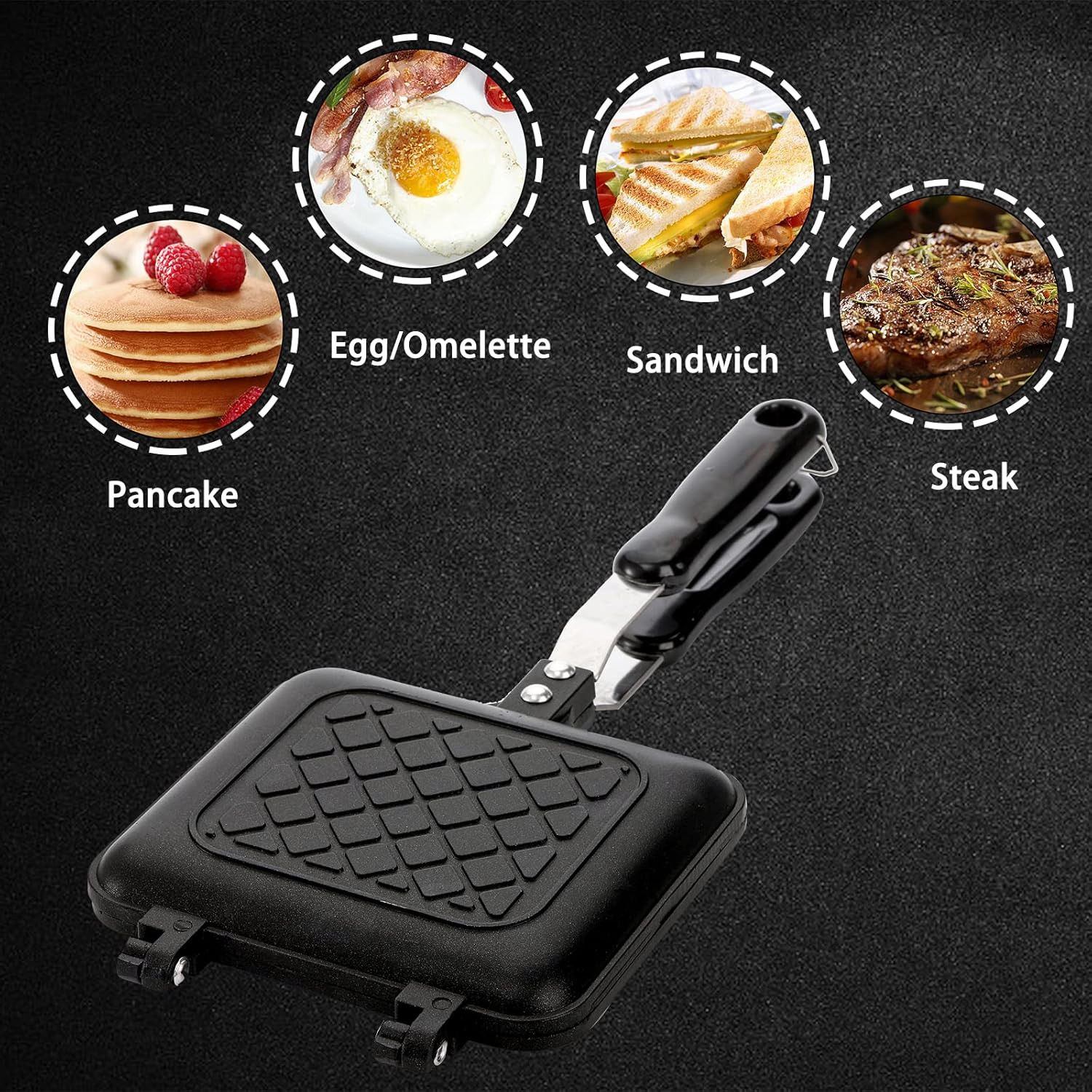 Sandwich Maker, Grilled Sandwich and Panini Maker Pan with Non-Stick Plates, Sto