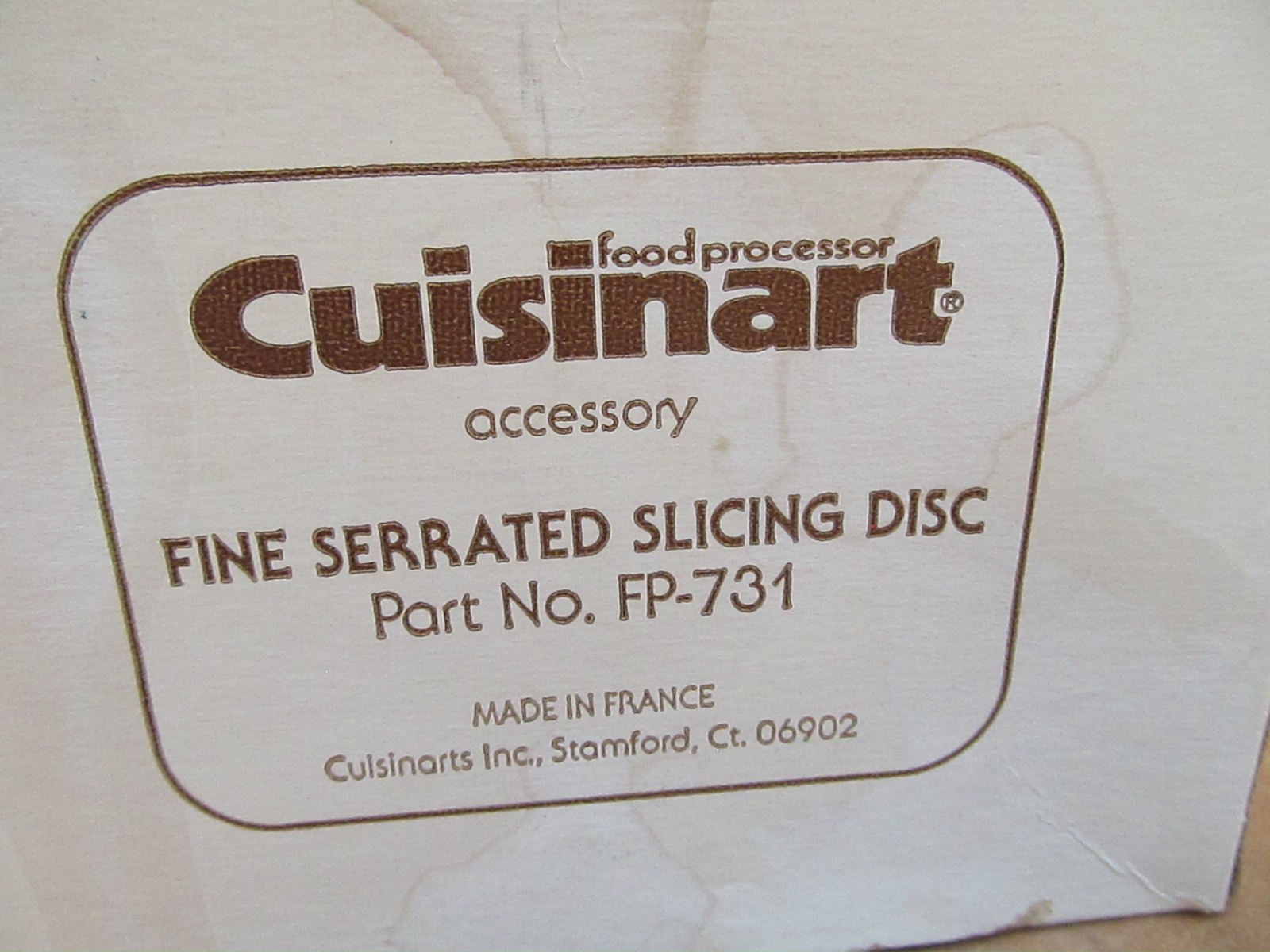 NEW Cuisinart food processor accessory: fine serrated slicing disc FP-731 FRANCE
