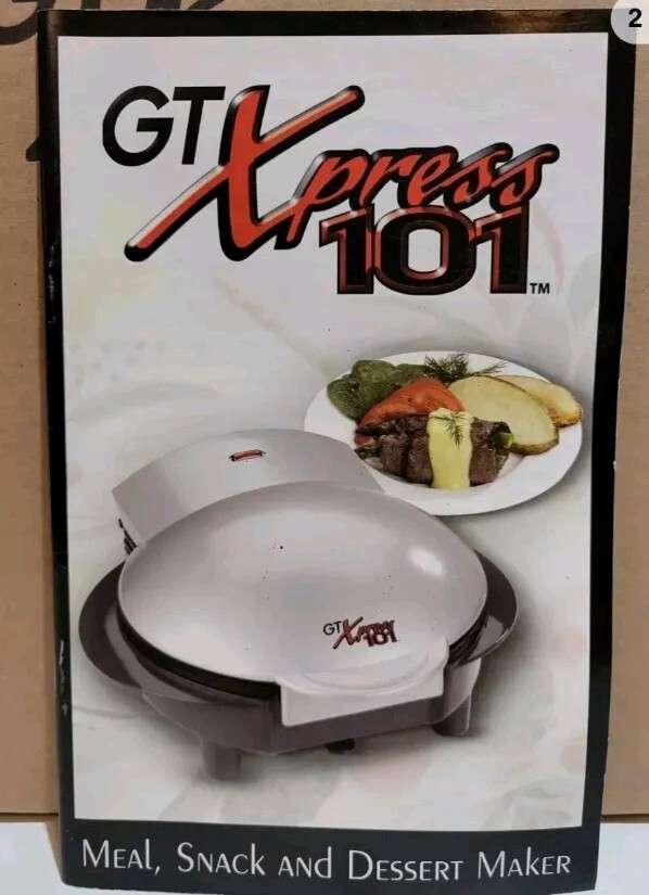 NEW GT Xpress Express 101 Non-Stick Indoor Grill Omelet Dessert Maker Shaker