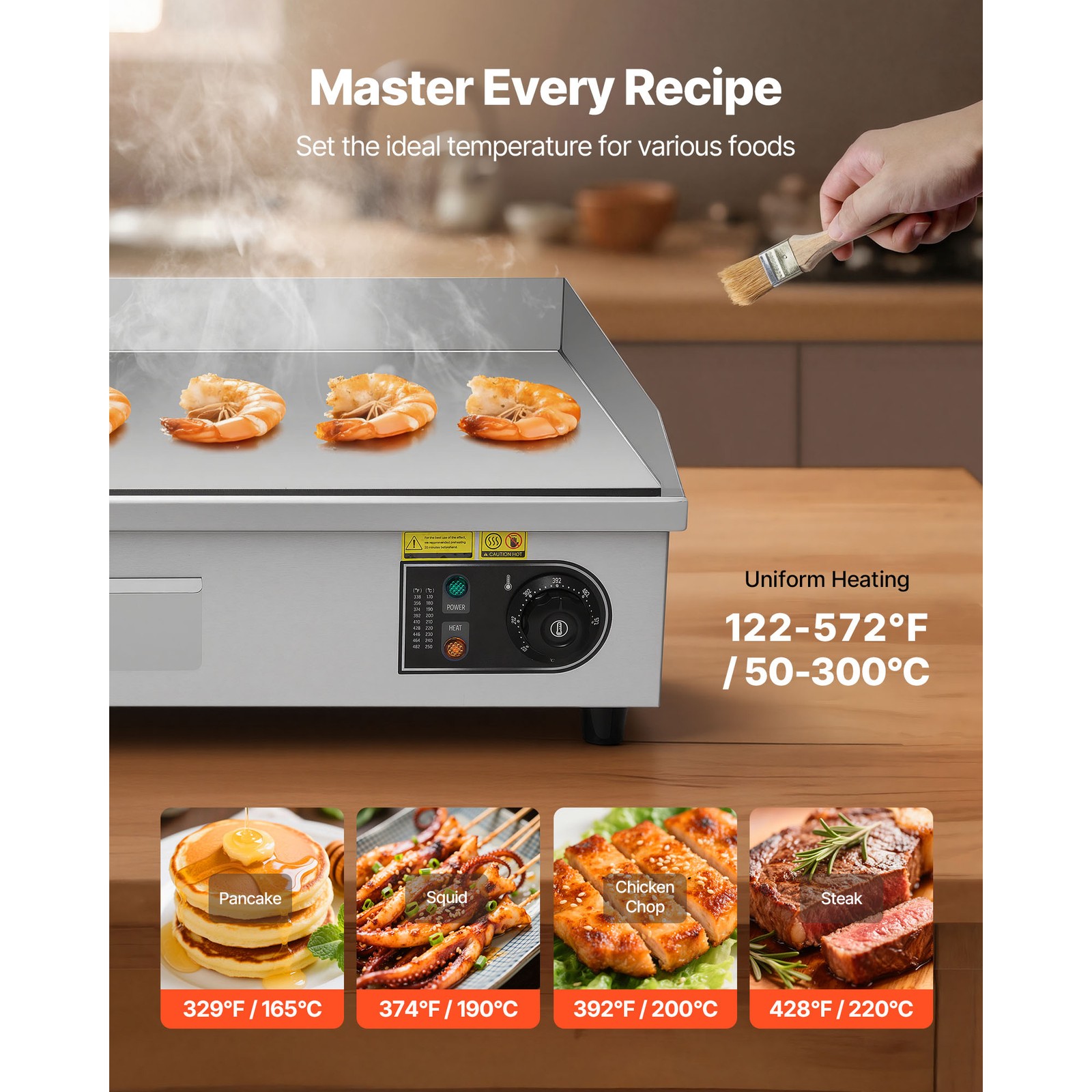 Uimoso 30″ Commercial Electric Griddle 2800W Flat Top Grill 110V(NO PLUG)