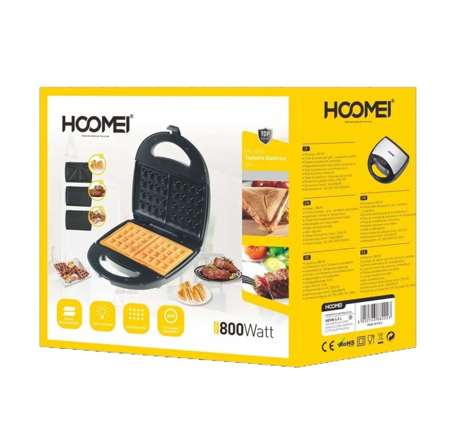 3IN 1 800W HM-5860 Toast Sandwich Waffle Toast Toast Toaster Electric Plate