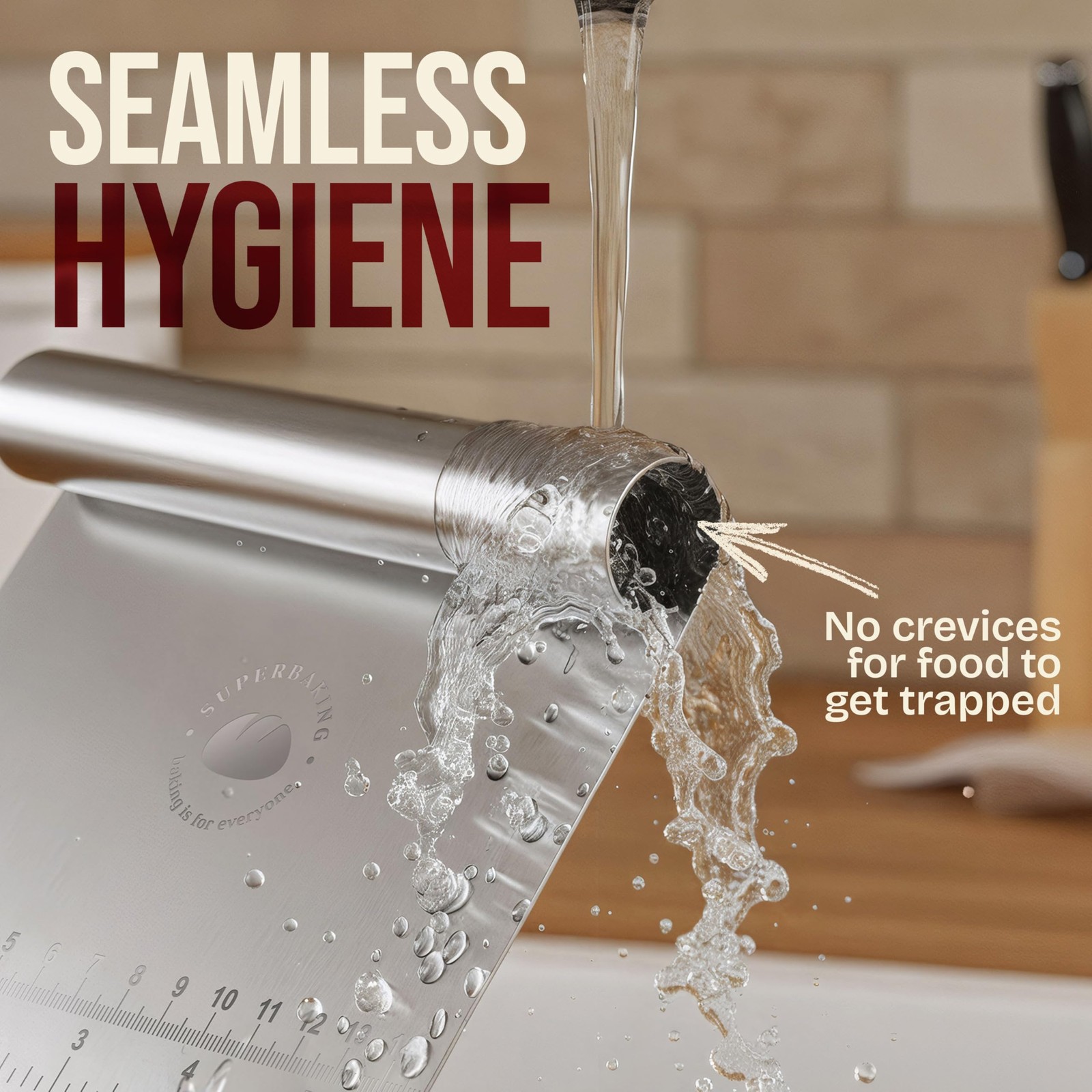 Superbaking Dough Scraper – 6″ Stainless Steel Bench Grip