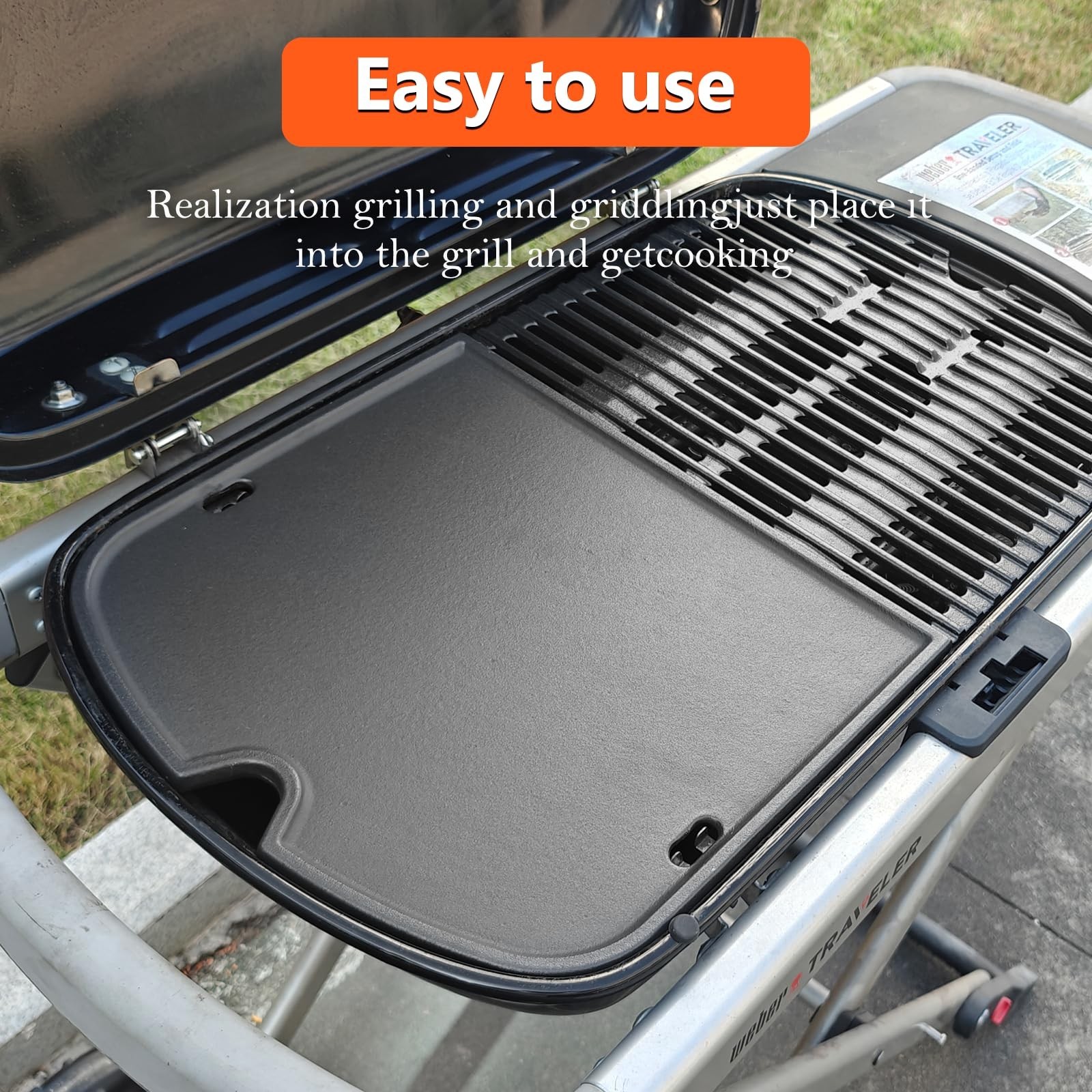 Cast Iron Griddle Plate for Portable Gas Grill – BBQ Cooking Accessory, 13.57×12