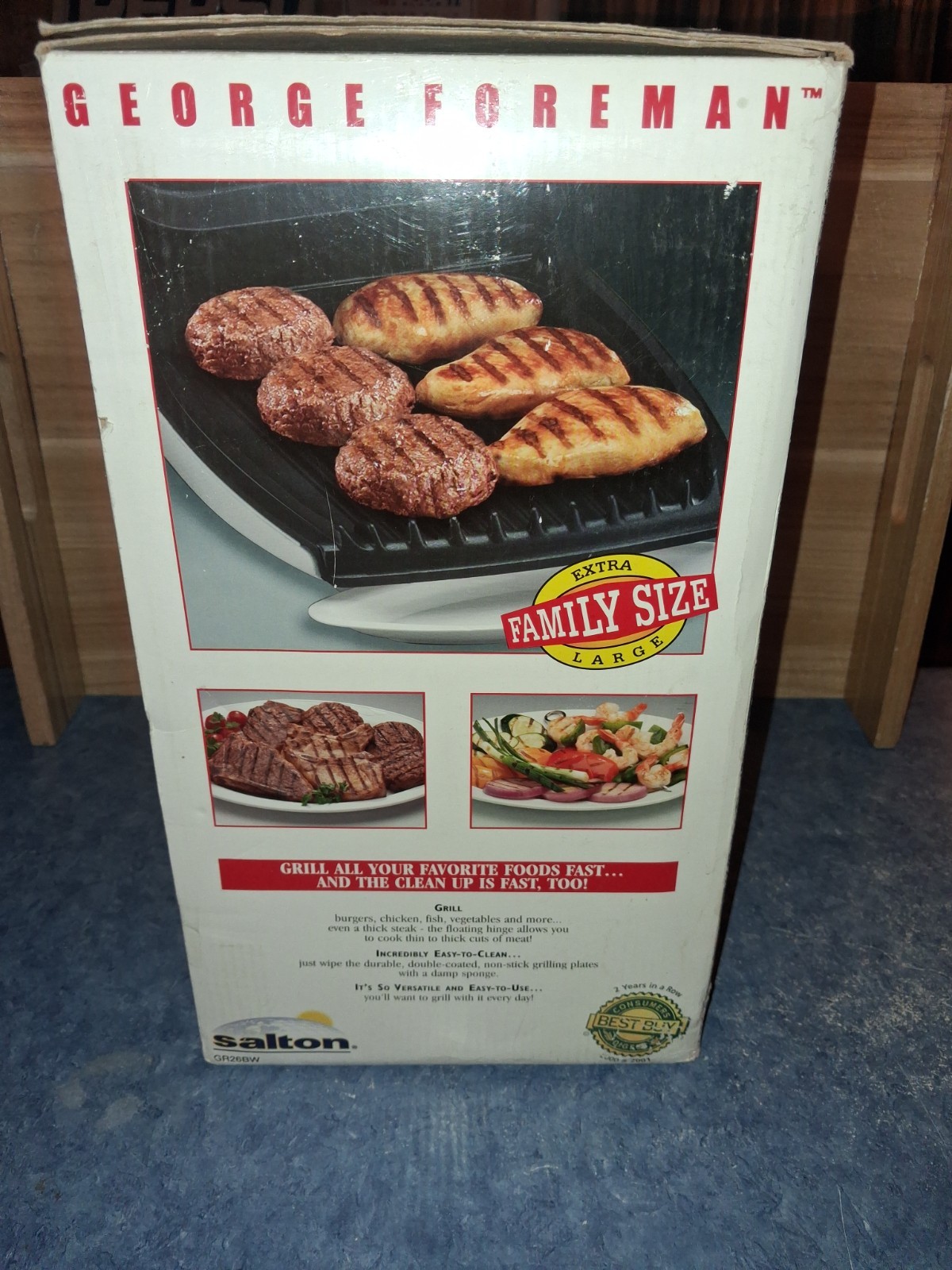 George Foreman Lean Mean Fat Reducing Grilling Machine GR26BW-XL Salton 2001-New