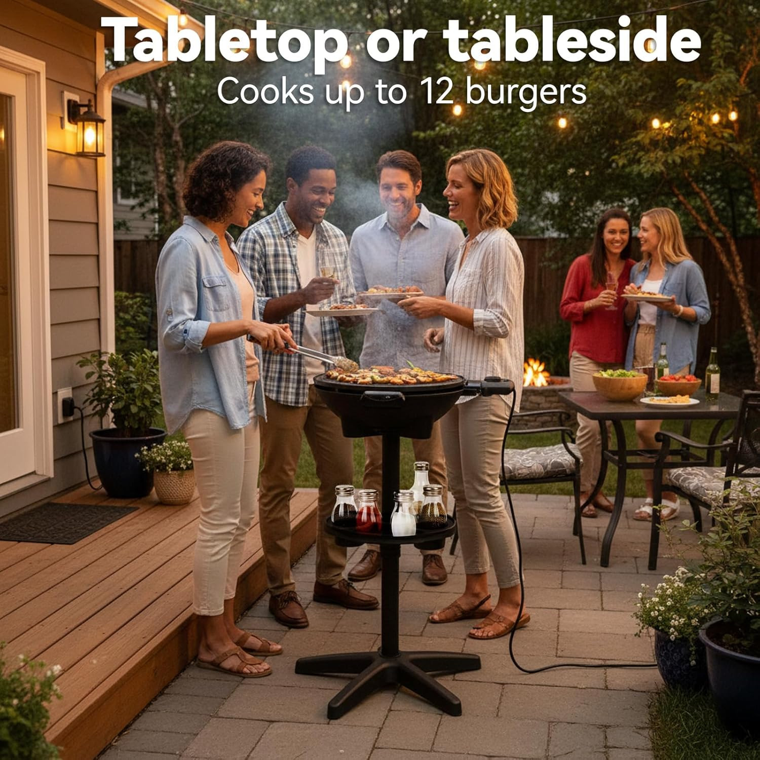 2-In-1 Electric Grill & Portable BBQ with Non-Stick Pan – Gray