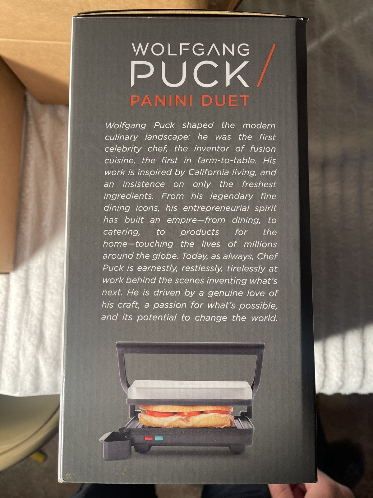 WOLFGANG PUCK PANINI DUET – OPEN BOX NONSTICK, COOL TO THE TOUCH FLOATING HING