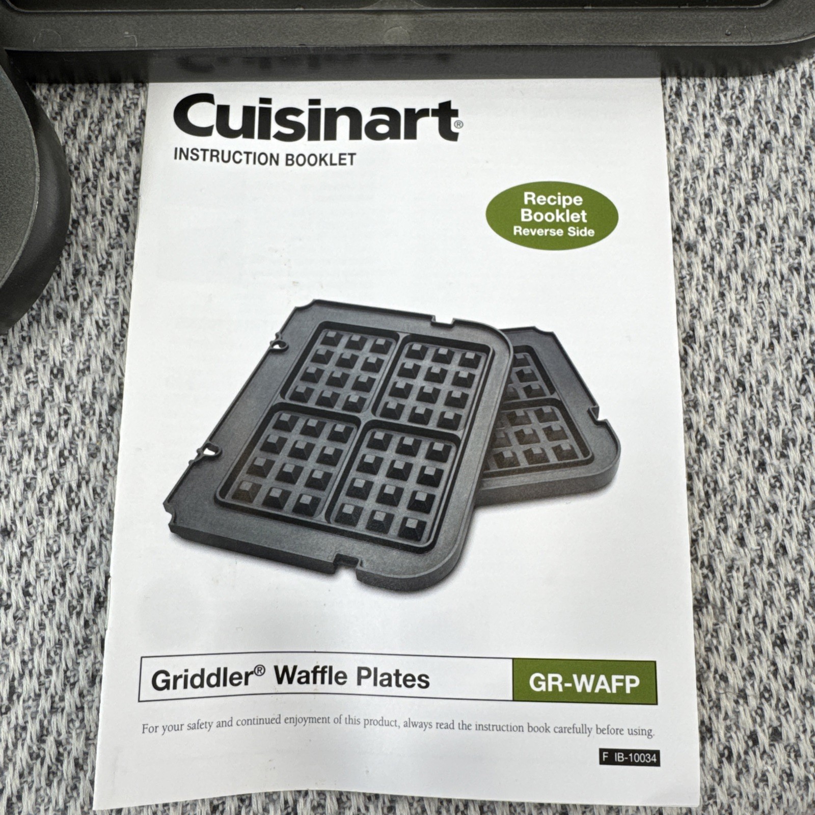 Cuisinart Griddler Waffle Plates Black Griddle Kit GR-WAFP use with Griddler