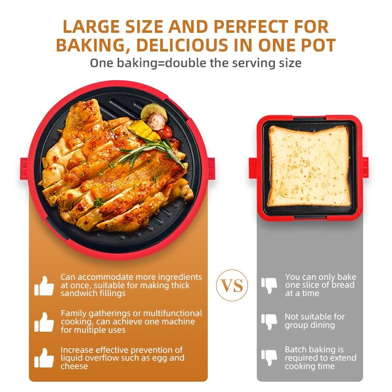 9.5inch 5-in-1 Microwave Grill Pan,Grilled Cheese,Large Toastie Sandwich Make…