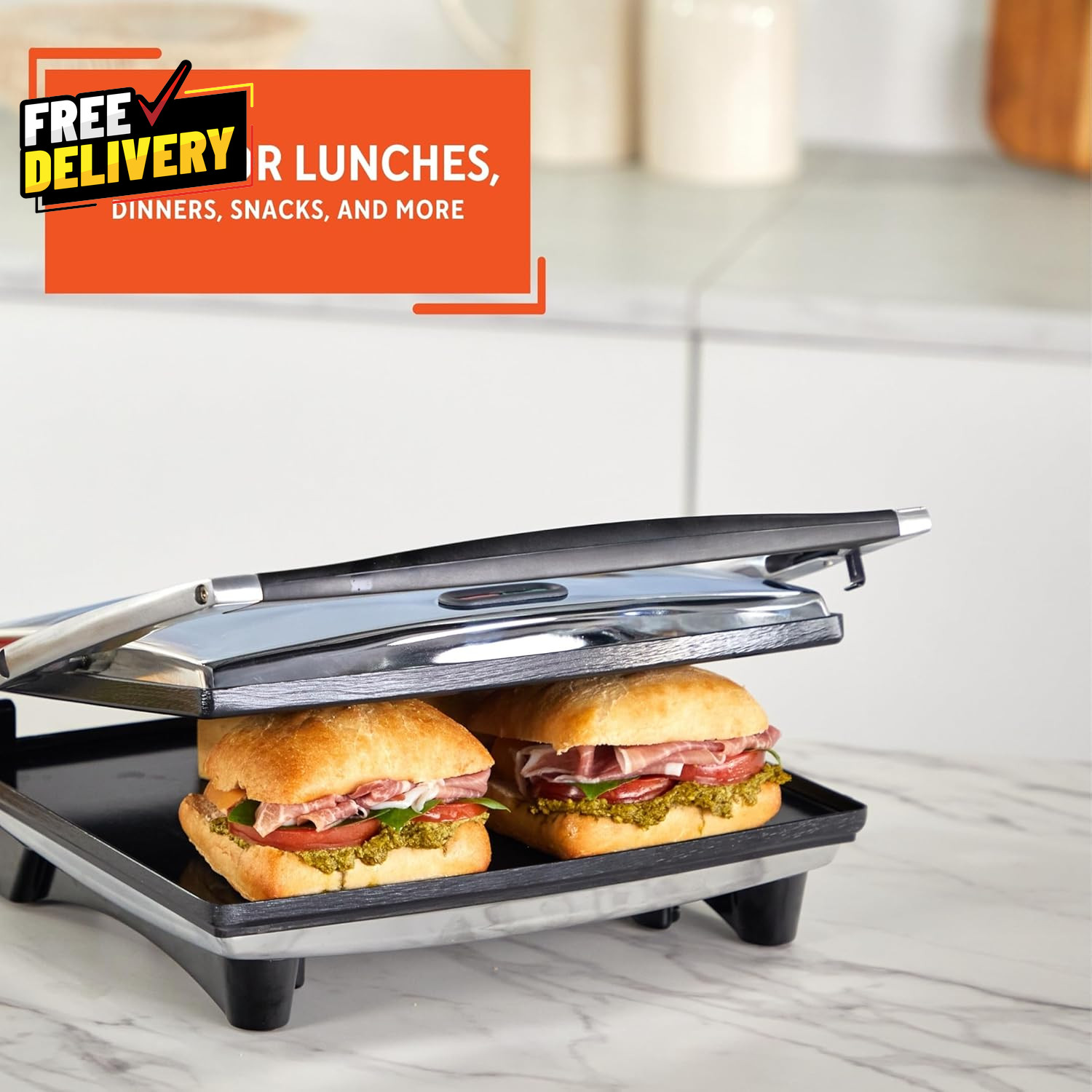 12X 10 Inches Stainless Steel Panini Press Sandwich Maker with Ceramic Nonst…