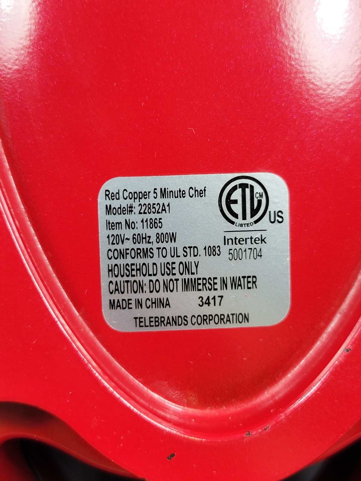 Copper Red 5 Minute Chef Electric Meal Maker Frying Pan Non-Stick 22852A1