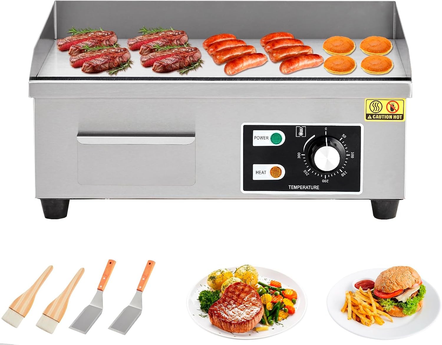 18″ Commercial Electric Griddle Stainless Steel Countertop Griddle Electric Flat