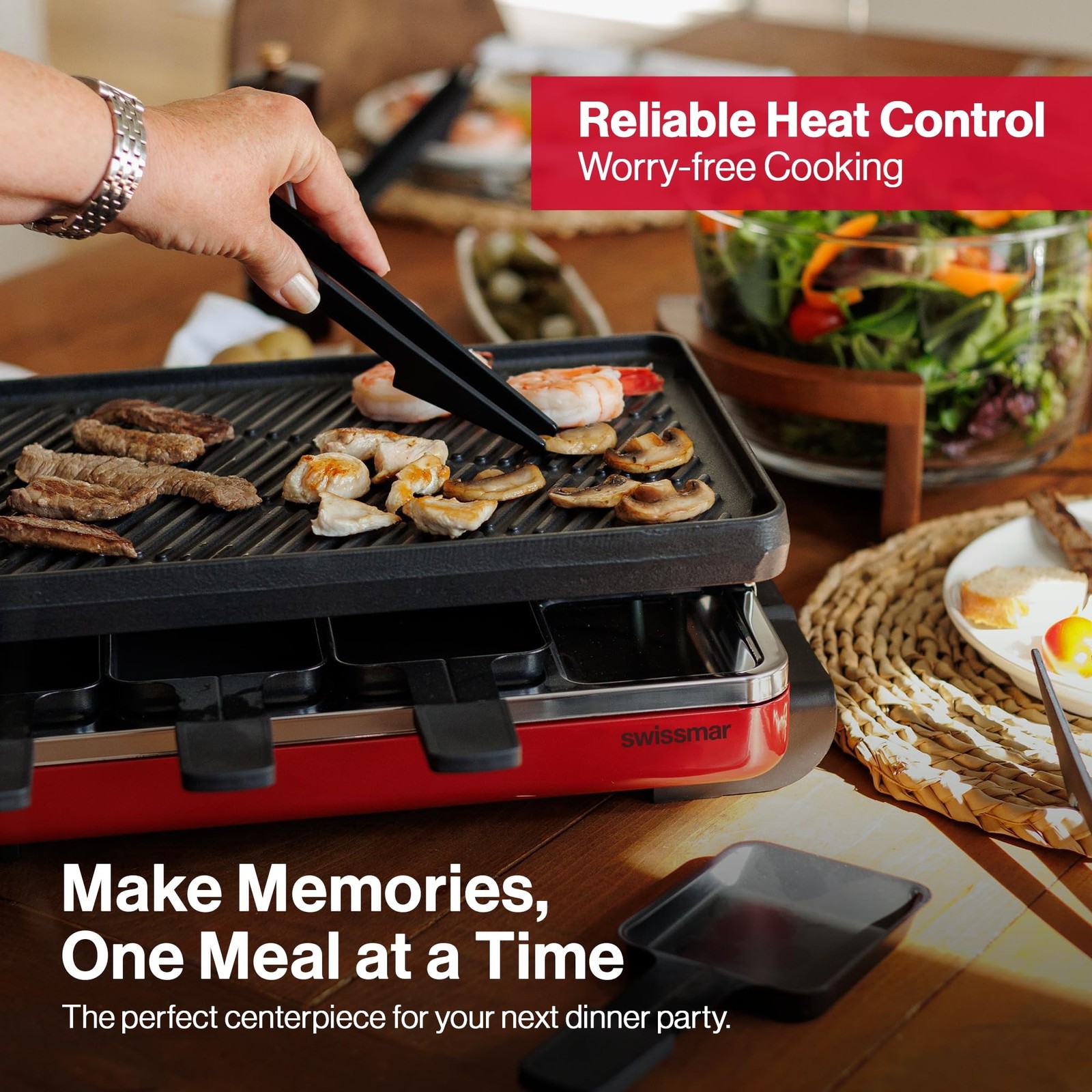 Swissmar Classic 8-Person Raclette Party Grill with Reversible Cast Aluminum …