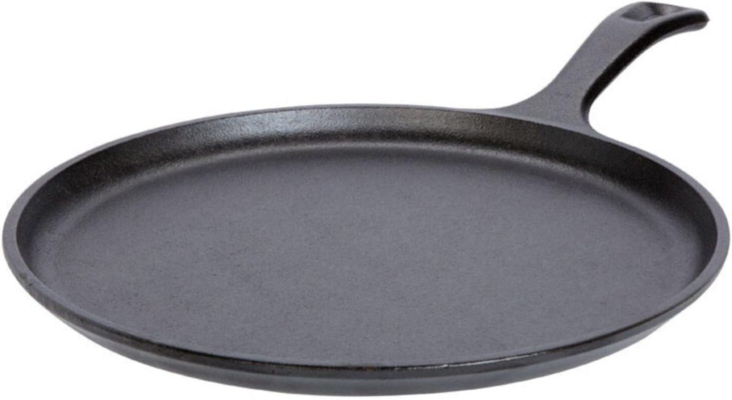 Cast Iron Round Griddle, Pre-Seasoned, 10.5-inch – Made in USA, Compatible