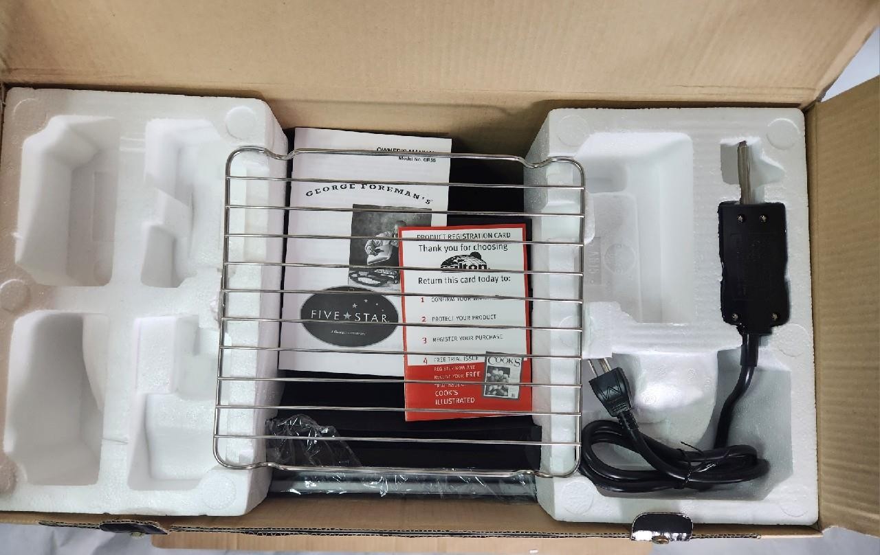 New George Foreman GR55 Five Star Indoor Grill/Steamer/Wok Combo Unit